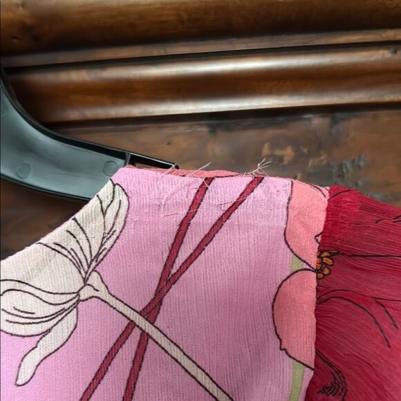 NWT Express Pink Floral Faux Wrap Tie Waist Midi Dress Size S - Picture 7 of 10